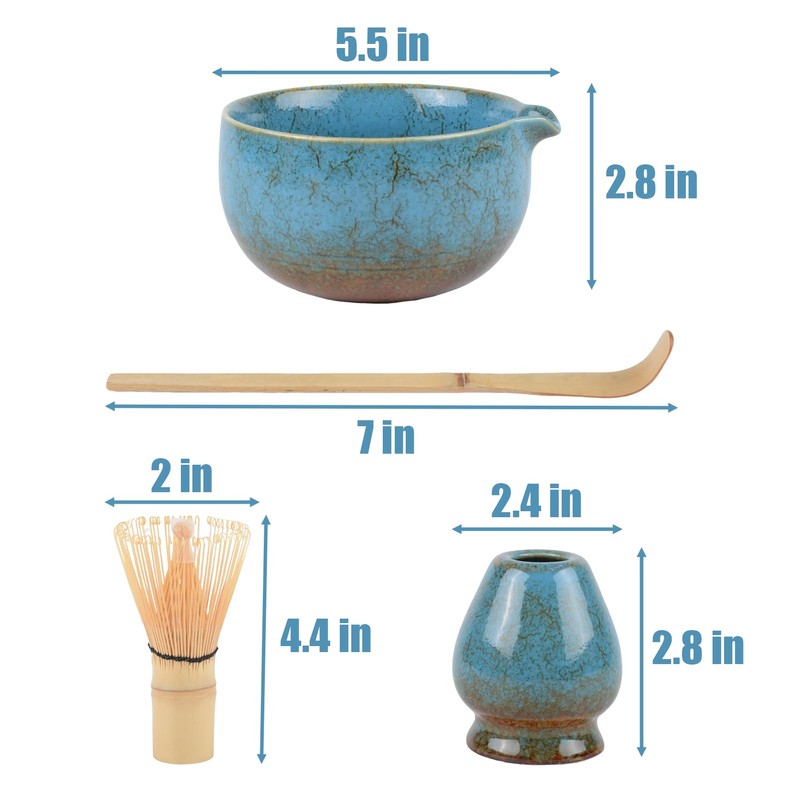 TOLASTO Matcha Set | 4-Piece Bamboo Matcha Set with Ceramic