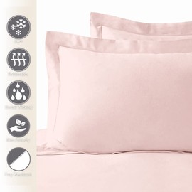 Pizuna 100% Cotton Standard Pillowcases 2 Pack Light Pink 50x75cm, 400 Thread Count Long Staple Combed Cotton Soft Pillow Cover, Sateen Weave Oxford Pillow Cases (Cooling Pillowcase 2PC)