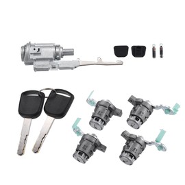 Hihaha 06351-TE0-A11 Ignition Switch Cylinder Lock Front Door Lock Cylinder with Keys for Honda CR-V 2002-2006 for Honda Element 2003-2011 / Door Lock Cylinder / 1 Set Silver Tone