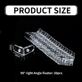Pack of 20 L-angle connectors, mounting bracket, right angle, mounting angle, 90 degrees, support shelf, right angle bracket for furniture, acrylic, transparent