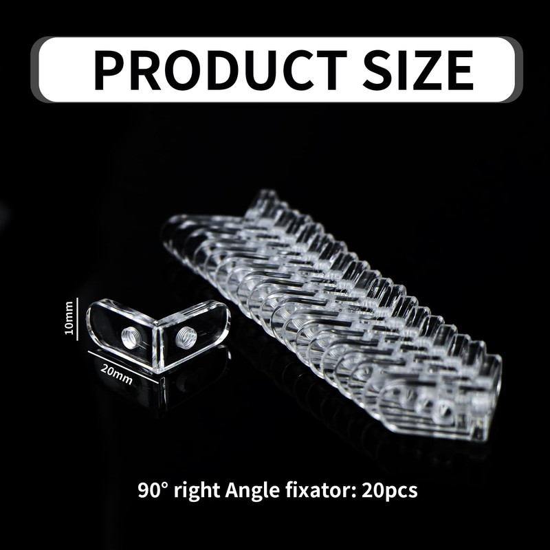 Pack of 20 L-angle connectors, mounting bracket, right angle, mounting