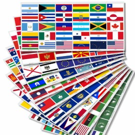 beihaasnatuerlich Country Flag Sticker Set XXL World 300 Stickers Country Flags 10 Sheets UV Resistant Waterproof Size 5 x 3 cm, 5 x 3.3 cm for Model Making, Suitcase, Decoration