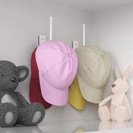 Durmmur 6 Pack Hat Racks for Baseball Caps, Stainless Steel Hat Organizer for Baseball Cap, Hat Holder Storage Organizer, Hat Hanger Strong Adhesive/Wall Drilled for Door, Bedroom, Closet(White 6 in)