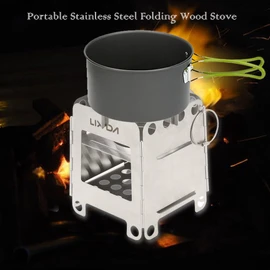 Lixada Lightweight Folding Pocket Wood Burning Stove Portable Stainless Steel Tiny Camping Stove & Backpacking Stove for Outdoor Camping Backpacking BBQ Hiking Picnic,Cooking-Compact Design