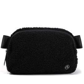 Pander Fanny pack Everywhere Fleece Belt Bag for Women and Men with Adjustable strap Belt, 1L. (Black)