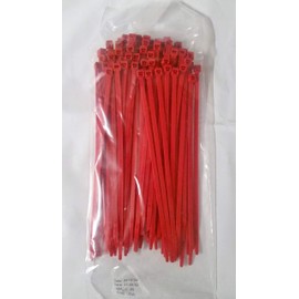 7" Red Plenum Rated Air Handling Nylon Cable Zip Ties 50LB. USA MADE, 500pk