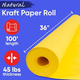 Paclord USA Made 36" x 1200" Yellow Kraft Paper Roll, 45 lbs Thickness, American Quality Colored Kraft Paper for School, Poster Arts, Crafts, Bulletin Board - Odorless, Non-Toxic, Safe for Kids