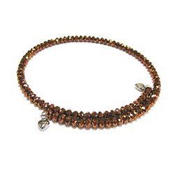 Linpeng Metallic Glass Beads Memory Wire Choker, for women, Birthday Christmas Jewelry Gift, Rose Gold, 1 pc