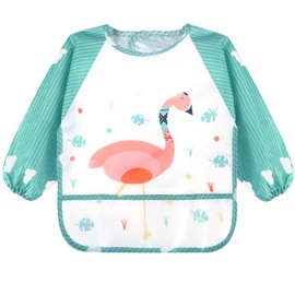 Accmor 5 Pack Long Sleeve Baby Bibs, Waterproof Sleeved Bibs Smock for Toddler Baby Girls Boys Eating Feeding