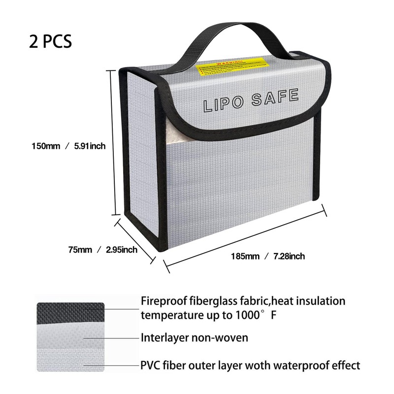 IANDAIROK 2PCS 185 * 75 * 150mm Lipo Battery Safe