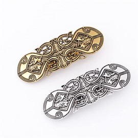 JKJF Pack of 2 Celtic Hair Clips Barrette Medieval Viking Hair Clips Vintage Metal Hair Clips Gothic Hair Clip Hair Pin Hair Accessories for Women Girls - Gold Silver Style 6
