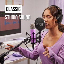 RØDE NT1 Signature Series Large-Diaphragm Condenser Microphone with Shock Mount, Pop Filter and XLR Cable for Music Production, Vocal Recording, Streaming and Podcasting (Purple)