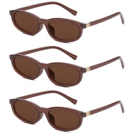 ELITERA Retro Oval Polarized Sunglasses for Womens - Men Cat Eye Y2K Trendy Narrow Sunglasses Sunnies Lightweight UV Protection(3pc Tea,52mm)