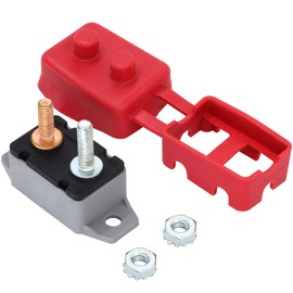 RKURCK 12/24V Stud Bolt Type 20A Automatic Reset Circuit Breaker Fuse Holder 20amp with Waterproof Red Cover