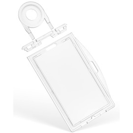 Pawfly 2 Pack Locking ID Badge Holder Vertical & Horizontal Hard Plastic Case with Key Pin Card Protector Pouch for Office School Credit Cards Proximity Key Cards Driver’s License and Passes