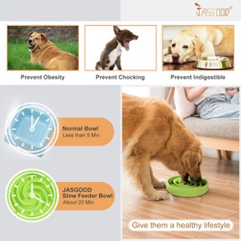 JASGOOD Slow Feeder Dogs Bowl for Large Medium Dogs,Anti-Gulping Pet Slower Food Feeding Bowls Stop Bloat,Preventing Choking Healthy Design Dogs Bowl