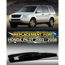 Rear Wiper Arm Blade Assembly, Replacement for Honda Pilot 2003–2008 | Back Windshield Wiper Blade Arm Set, With Rear Window Wiper Arm Nut Cap Cover Accessories | OEM-Style Precision