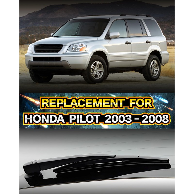 Rear Wiper Arm Blade Assembly, Replacement for Honda Pilot 2003–2008