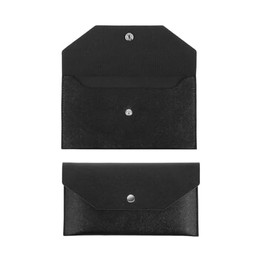 Sndperiexam 1 PCS Black Minimalist Design PU Leather Cash Money Pouch Cash Wallet Envelope, Reusable Envelope,Retro Clutch Wallets For Men Women