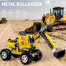 BLmukce STEM Bulldozer Metal Model Kit | 256-Piece Engineering Set for Kids 8+ | Buildable Construction Toy with Moving Parts | Educational Gift for 6 7 8 9 Years Old Boys & Girls
