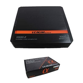 Alphasonik V500.2 Venum Series 1000 Watts Max 2-Channel Car Amp with Power Plant Chip 4-Way Protection Circuitry Multi-Channel Bridgeable Class A/B with Low Level Outputs & High Level Input