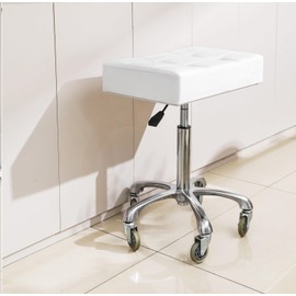 Kaleurrier Heavy Duty Stools with Wheels 400lb Backless Height Adjustable Stool - Rolling Stools Swivel Chair for Counter Bar Salon Office Home Kitchen Lab Clinic (Rolling Casters, White)