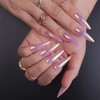 Long Stiletto False Nails - 24Pcs Chorme Pink Almond Press