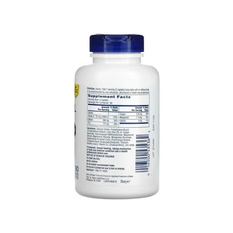 Calcio y Vitamina D3 Bayer Citracal Max con Zinc y