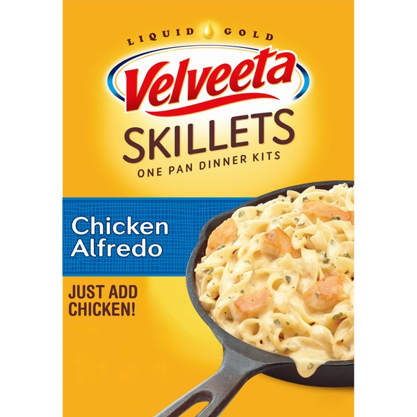 Velveeta Skillets Chicken Alfredo One Pan Dinner Kit with Cheese Sauce (Pasta & Seasonings, 6 ct Pack, 12.5 oz Boxes)