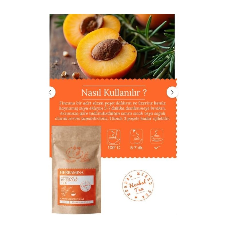 Herbamina Apricot & Rosemary Herbal Tea | Fruit Herbal Tea