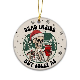 Funny Ornament 2024, Dead Inside But Jolly AF Ornament, Skeleton Christmas Ornament, Ornament Gifts for Men, Skull Keepsake Ornaments, Gift Exchange Ornament (Skull)