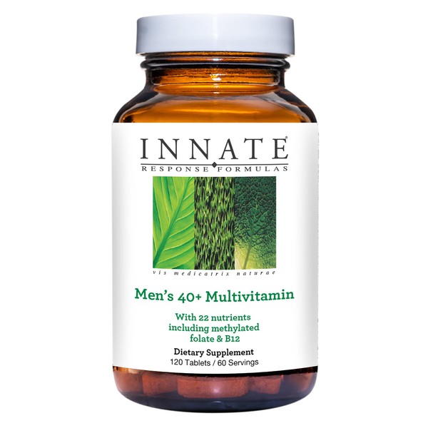 INNATE Response Formulas Men’s 40+ Multivitamin - Daily Multivitamin for Men 40 and Over - Iron-Free - Includes Vitamins B12, B6, and D3 - Vegetarian and Non-GMO - 120 Tablets (60 Servings)