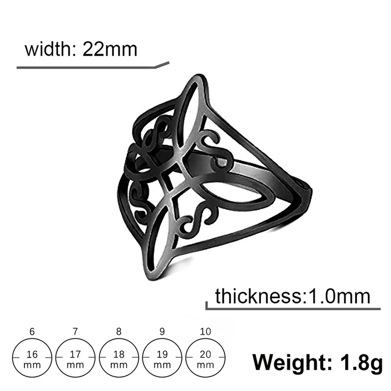SIPURIS Witches Knot Ring Celtic Knot Ring Witchcraft Stainless Steel