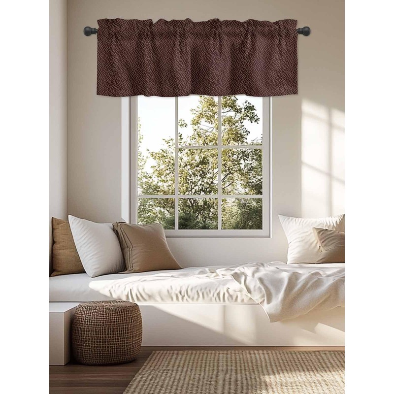 Hokiten Brown Leather Texture Window Valance Curtains, Window Treatment for
