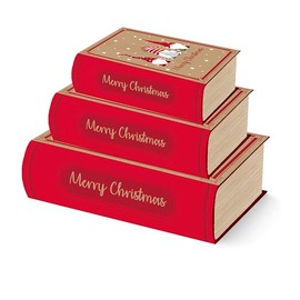 Eurowrap Gonk Santa Merry Christmas Set of 3 Christmas Nested Book Gift Boxes Xmas Storage