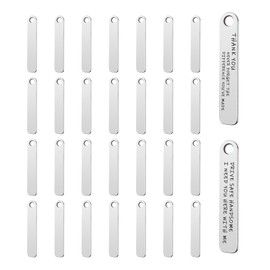 Framendino, 30 Pack Engraving Rectangle Blank Tags Stainless Steel Stamping Blanks Charms for Keychain Jewelry Making