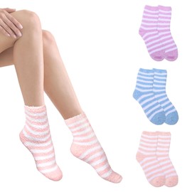 3Pairs Aloe Socks Women Moisturizing Socks for Women Overnight,Moisturizing Spa Socks for Repairing Softening Dry Cracked Feet(Pink, Blue, Purple)