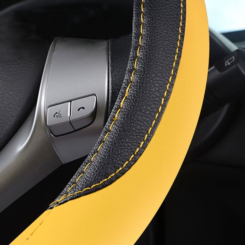 Leather Car Steering Wheel Cover, Non-Slip Car Wheel Cover Protector
