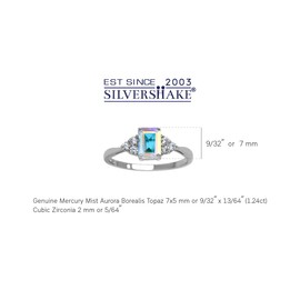 Silvershake 7x5mm Octagon Shape Birthstone Gemstone White Gold Plated or Yellow Gold Plated 925 Sterling Silver Engagement Ring Jewelry for Women, 4, Sterling Silver Rhodium (White Gold Plated),