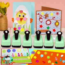 Flower Hole Punch Flower Punch Flower Paper Punches Set Flower Shape Hole Punch Valentine's Day Scrapbooking Punches 0.6 inch Flower Shape Puncher for Crafts 6 PCS Craft Punches for Card DIY Arts