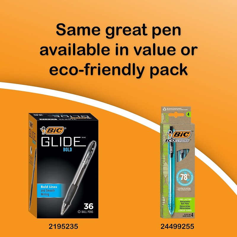 BIC Glide Bold Ballpoint Pen, Retractable, Bold 1.6 mm, Black