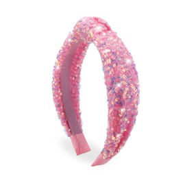 FUKEFUKEUS Sparkly Sequin Knotted Headband for Women,Rainbow Knotted Wide Hair Bands for Girls,Glitter Fashion Iridescent Headbands Hair Accessories for Party Birthday Prom