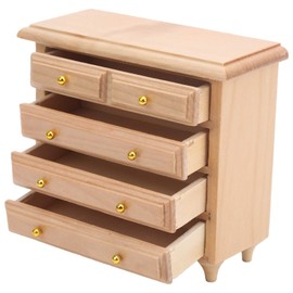 Agatige Wooden Dollhouse Furniture, Dollhouse Miniature Cabinet Chest of Drawer for 1:12 Dollhouse Furniture