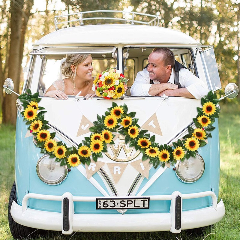 Shiny Flower 4 Pcs Artificial Sunflower Garland Silk Sunflower Vine