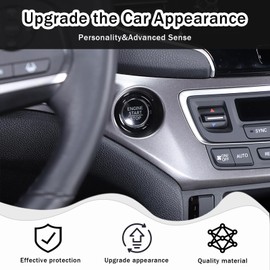 HIRUFAIT Engine Start Stop Switch Button Frame Trim for Honda Pilot 2016-2022/ Ridgeline 2017-2023/ Passport 2019-2023, ABS Material Start Stop Push Button Ring Sticker (Glossy Black)