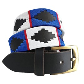 Carlos Diaz Mens Womens Premium Unisex Brown Leather Embroidered Designer Polo Belt (95 cm/ 36-38 Inches)