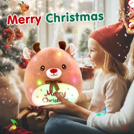 Glow Guards 12'' Light up Musical Rudolph The Red Nosed Reindeer, Cute Christmas Deer Plush Pillow, Glowing Singing Reindeer Stuffed Animal Toy, Xmas Gift Decor for Kids Boys and Girls