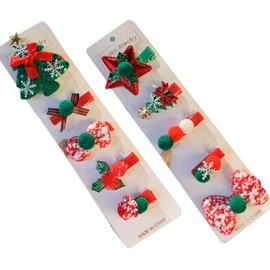 10 Pcs Christmas Hair Clips, PILZUME Lovely Christmas Barrettes Xmas Tree Hat Bowknot Hairpins Glitter Hair Bows Clips for Women Girls Toddlers