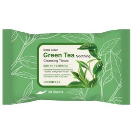 Foodaholic Deep Clean Green Tea Soothing Cleansing Tissues (30 Sheets) / Portable Moist Deep Cleansing / 푸드어홀릭 딥클린 그린티(녹차) 수딩 클렌징 티슈 30매 휴대용 촉촉한 딥클렌징