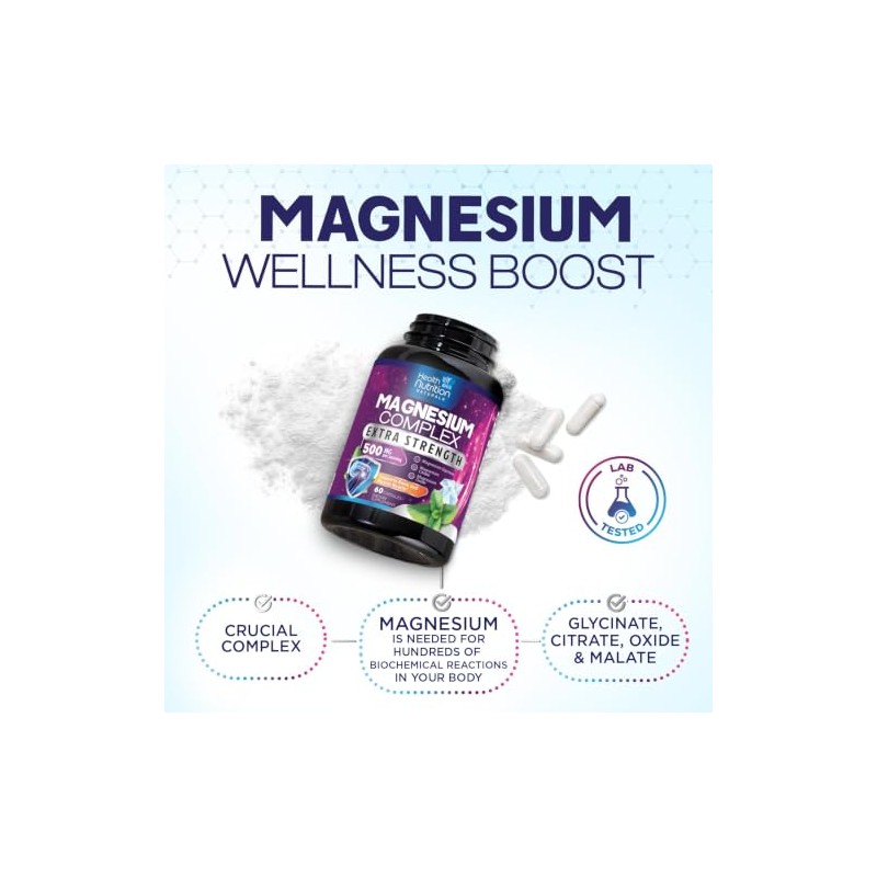 Health Nutrition Naturals C?psulas de Complejo de Magnesio de 500